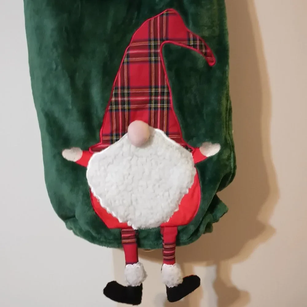 NWT ~ Peppermint Place Holiday Throw with a Textured Dangling Gnome (50” x 60”)